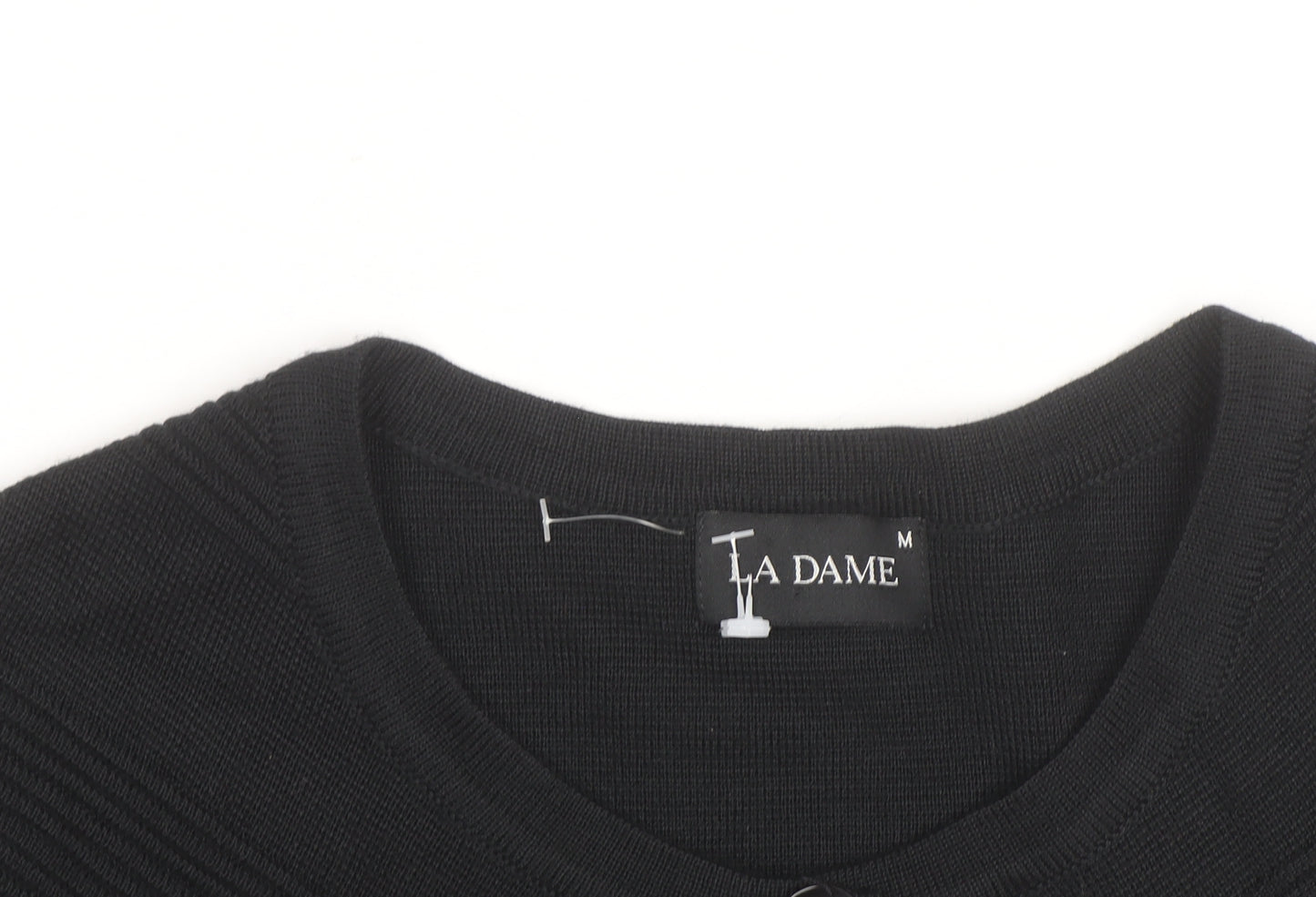 La Dame Black Knit Long Sleeve Classic Cardigan M Unisex