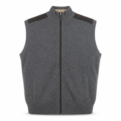 Roundtree & Yorke Men’s Grey Cotton Full Zip Sleeveless Knit Vest L