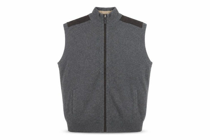 Roundtree & Yorke Men’s Grey Cotton Full Zip Sleeveless Knit Vest L