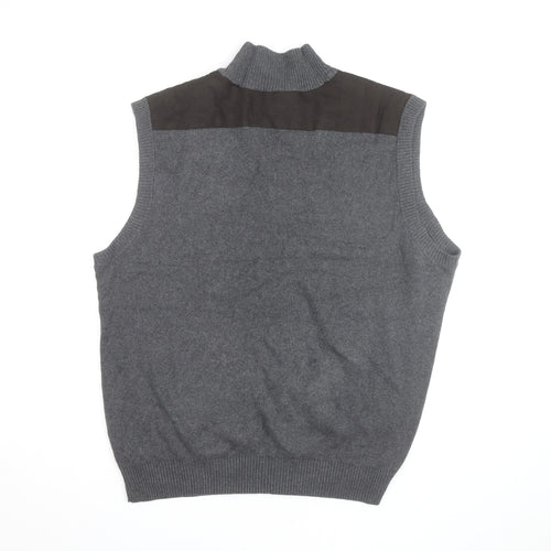Roundtree & Yorke Men’s Grey Cotton Full Zip Sleeveless Knit Vest L