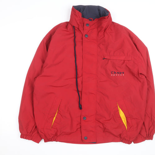 Chaps Men's Red Polyamide Parka Jacket S Retro Outdoor Casual