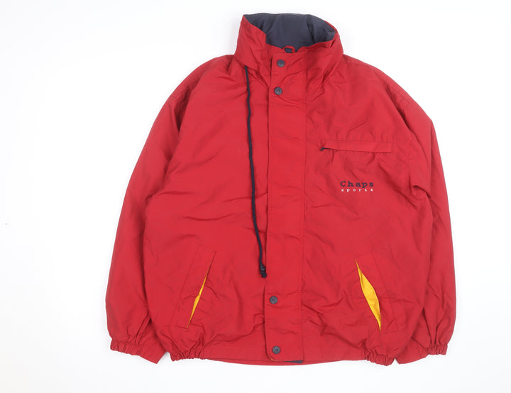 Chaps Men's Red Polyamide Parka Jacket S Retro Outdoor Casual
