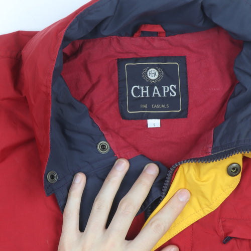 Chaps Men's Red Polyamide Parka Jacket S Retro Outdoor Casual