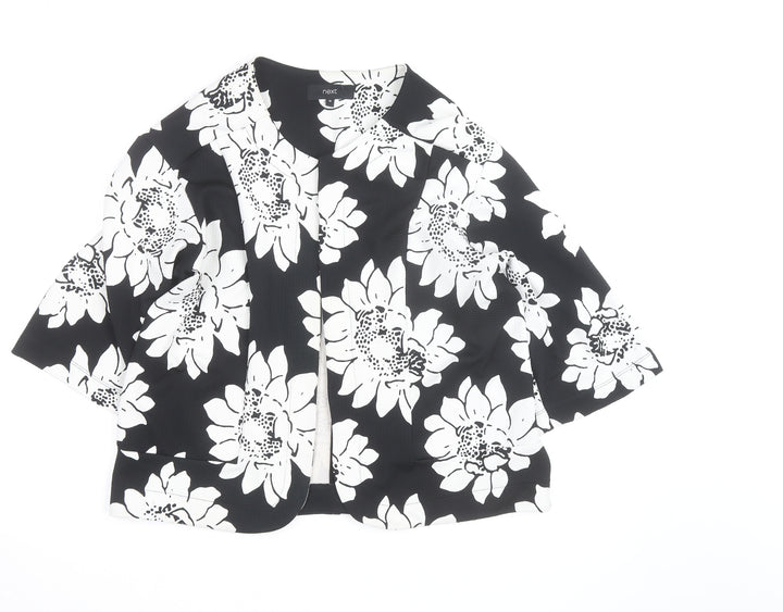 Next Women’s Black Floral 3/4 Sleeve Open Cardigan Size 16