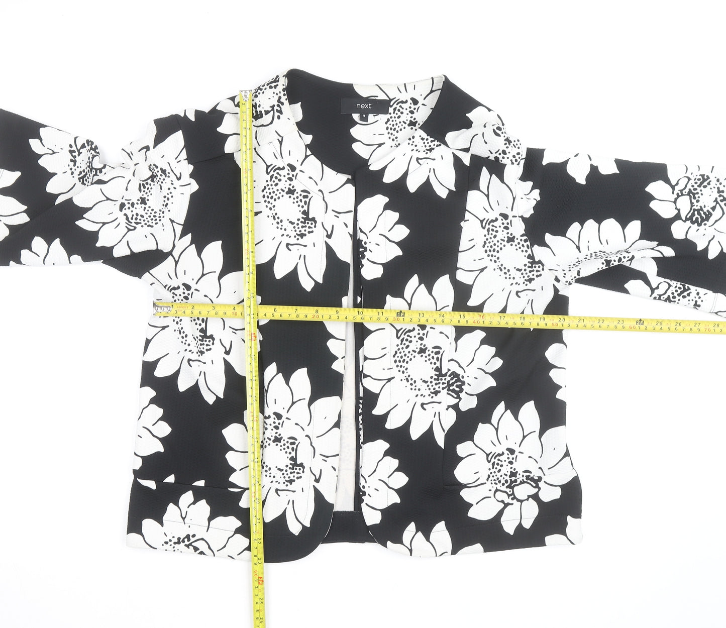 Next Women’s Black Floral 3/4 Sleeve Open Cardigan Size 16