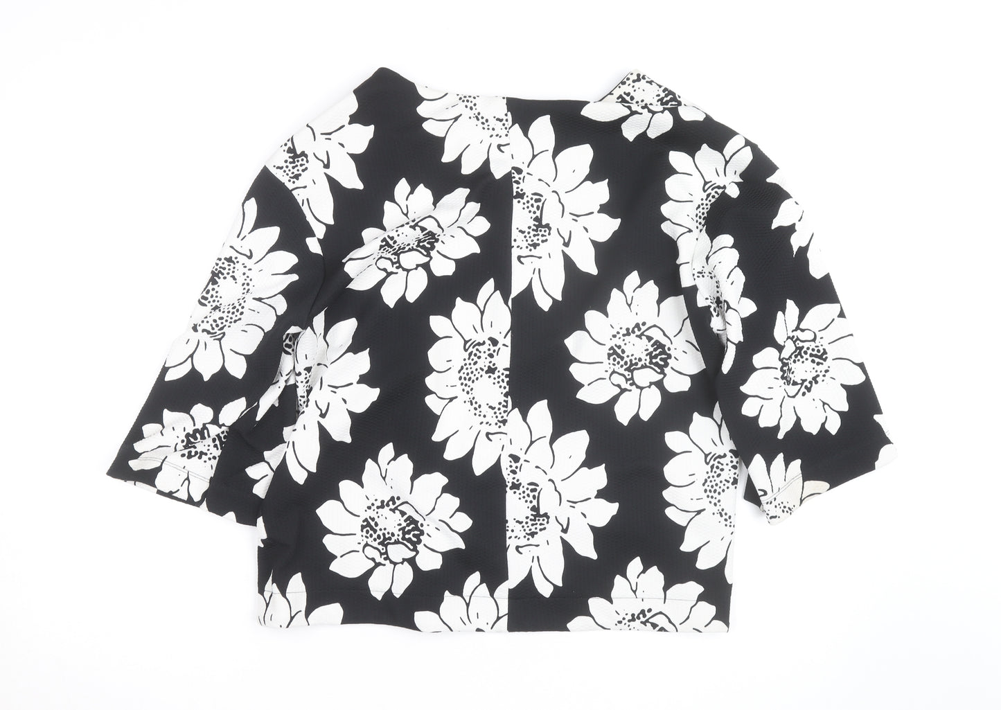 Next Women’s Black Floral 3/4 Sleeve Open Cardigan Size 16