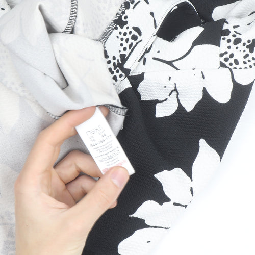 Next Women’s Black Floral 3/4 Sleeve Open Cardigan Size 16