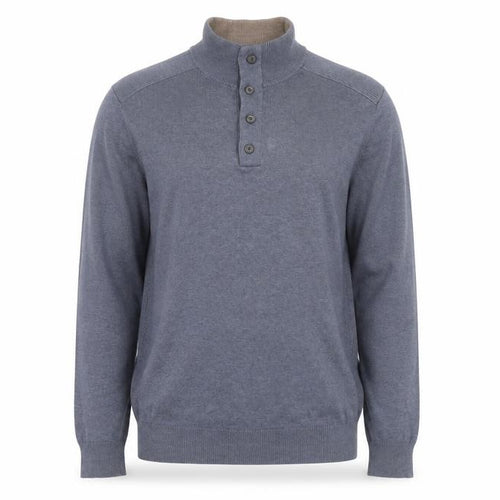 Massimo Dutti Men's Blue Henley Jumper Size L Cotton Cashmere