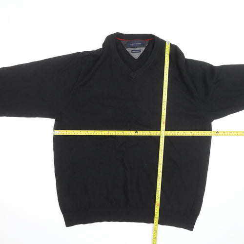 Tommy Hilfiger Men’s Black XL V-Neck Cotton Cashmere Jumper