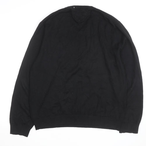 Tommy Hilfiger Men’s Black XL V-Neck Cotton Cashmere Jumper