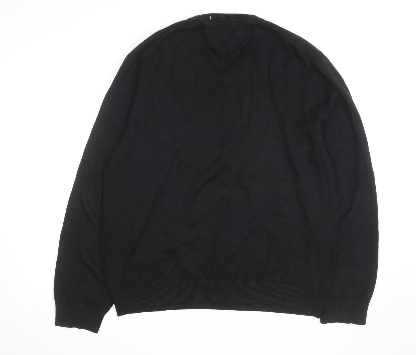 Tommy Hilfiger Men’s Black XL V-Neck Cotton Cashmere Jumper