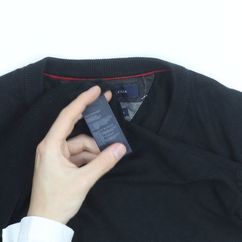 Tommy Hilfiger Men’s Black XL V-Neck Cotton Cashmere Jumper