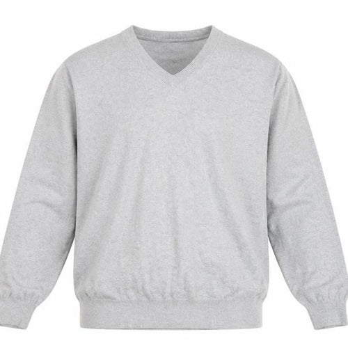 L.L. Bean Men's Grey XL V-Neck Cotton Cashmere Jumper