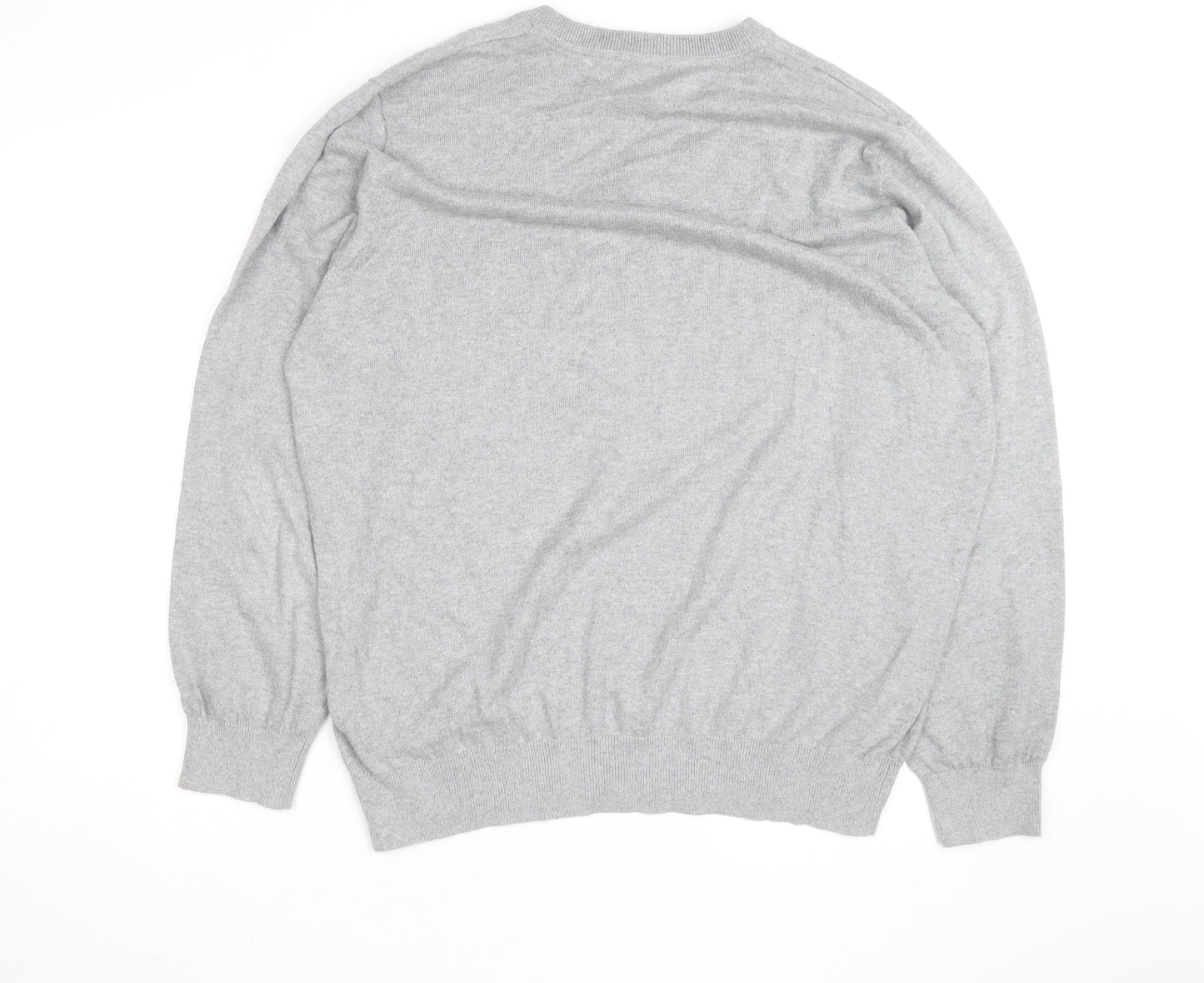 L.L. Bean Men's Grey XL V-Neck Cotton Cashmere Jumper