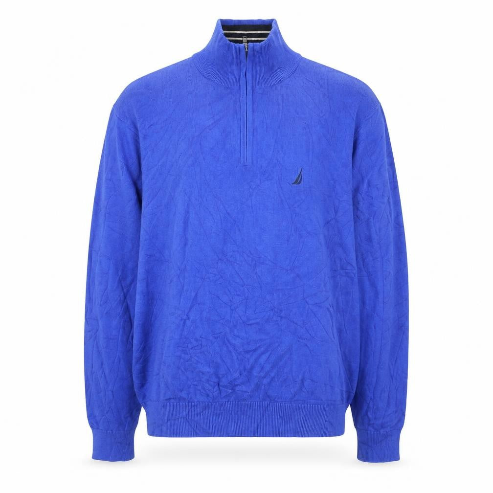 Nautica Men's Blue 1/4 Zip Cotton Jumper Size M Classic Fit