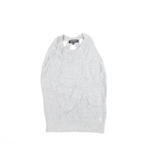Morgan Women Grey Sleeveless Open Knit Pullover Jumper XS