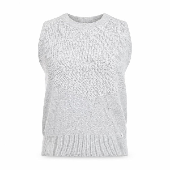 Morgan Women Grey Sleeveless Open Knit Pullover Jumper XS