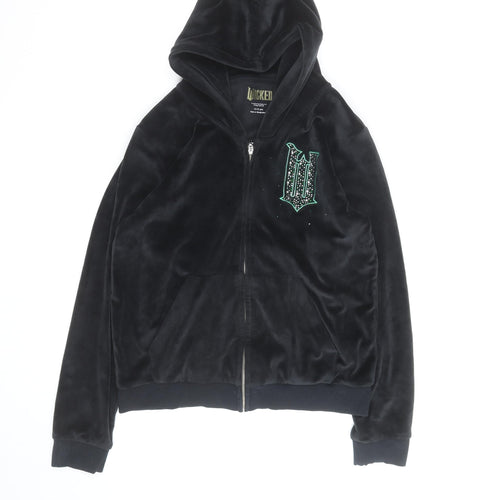 Wicked Girls Black Velour Rhinestone Full Zip Hoodie 12-13 Years