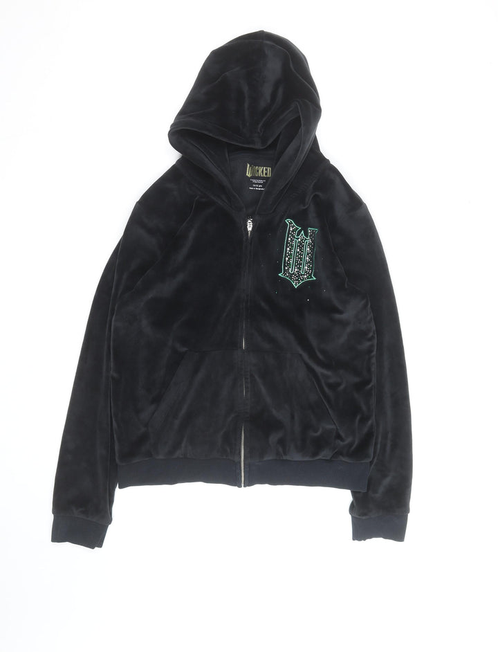 Wicked Girls Black Velour Rhinestone Full Zip Hoodie 12-13 Years
