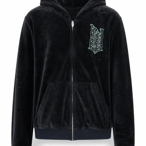 Wicked Girls Black Velour Rhinestone Full Zip Hoodie 12-13 Years