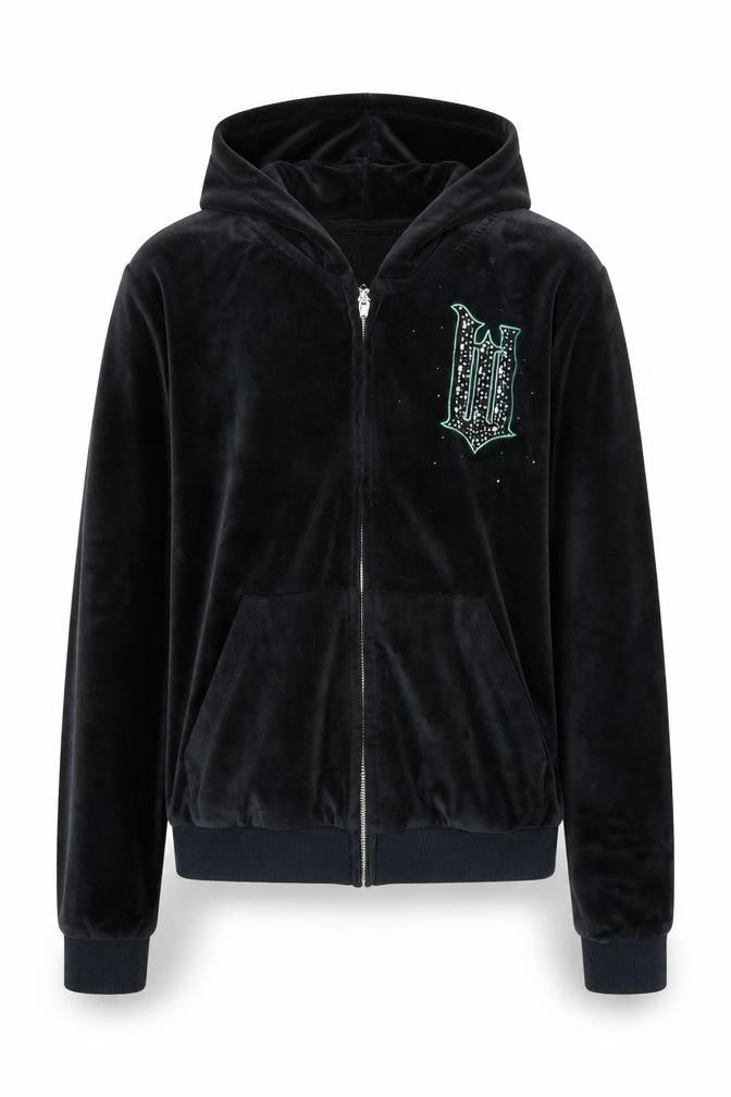 Wicked Girls Black Velour Rhinestone Full Zip Hoodie 12-13 Years