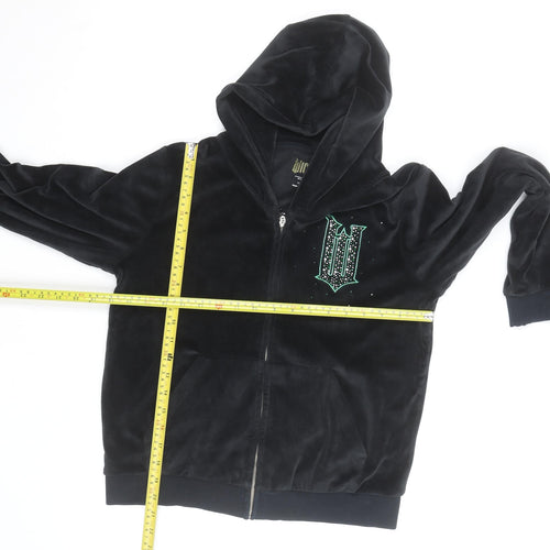 Wicked Girls Black Velour Rhinestone Full Zip Hoodie 12-13 Years