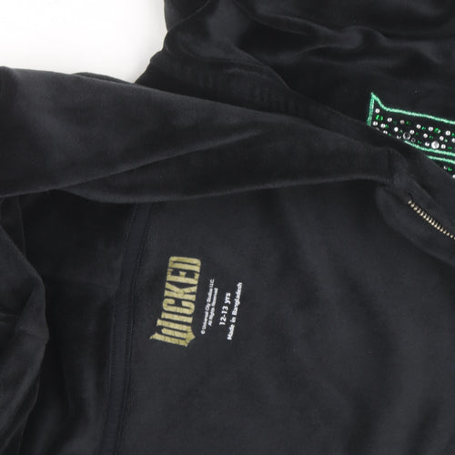 Wicked Girls Black Velour Rhinestone Full Zip Hoodie 12-13 Years