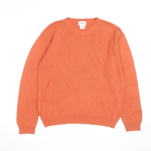 Knightsbridge Men’s Orange V-Neck Cotton Blend Jumper M
