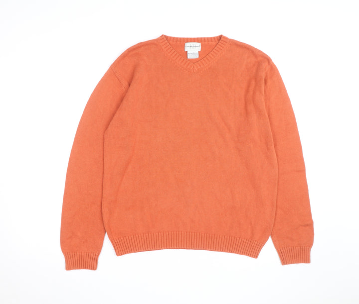 Knightsbridge Men’s Orange V-Neck Cotton Blend Jumper M