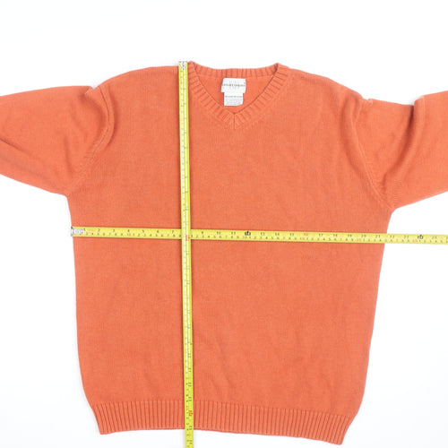 Knightsbridge Men’s Orange V-Neck Cotton Blend Jumper M
