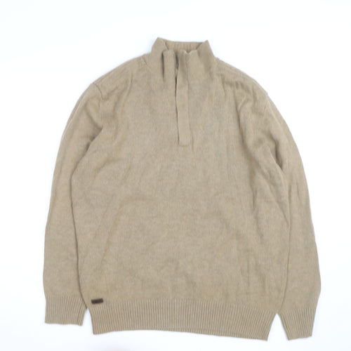 Lacoste Men's Beige Wool Cashmere XL 1/2 Zip Jumper