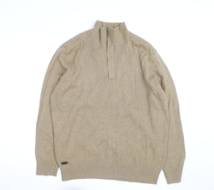 Lacoste Men's Beige Wool Cashmere XL 1/2 Zip Jumper