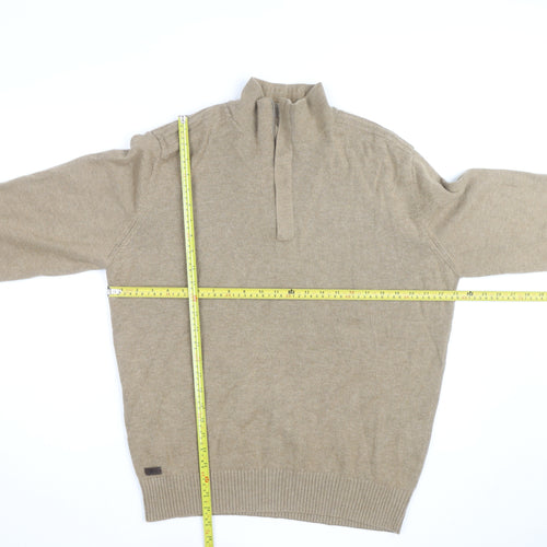 Lacoste Men's Beige Wool Cashmere XL 1/2 Zip Jumper