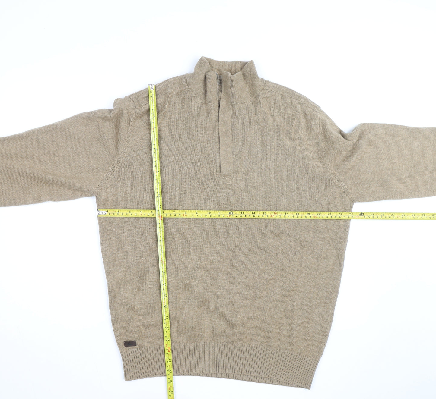 Lacoste Men's Beige Wool Cashmere XL 1/2 Zip Jumper