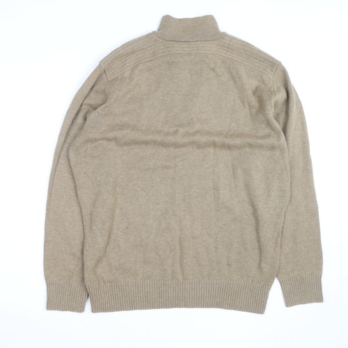 Lacoste Men's Beige Wool Cashmere XL 1/2 Zip Jumper