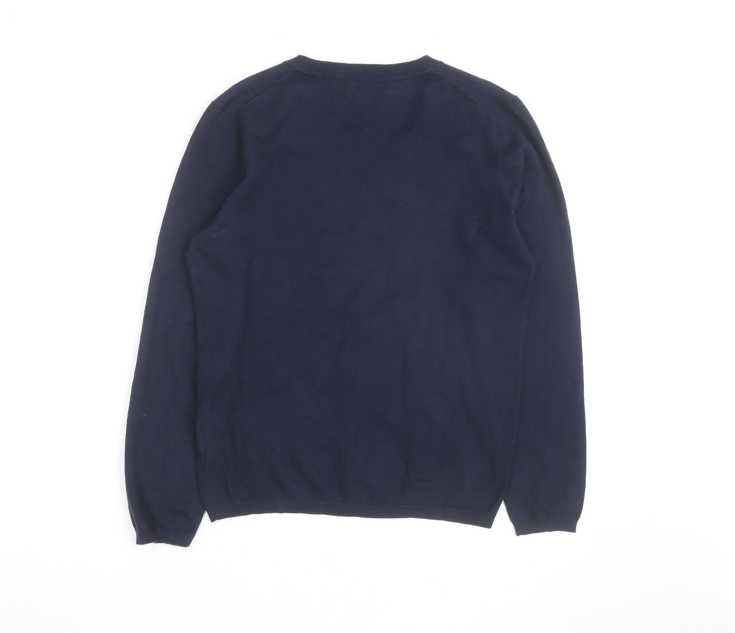 Tommy Hilfiger Men's Blue V-Neck Cotton Pullover Jumper L