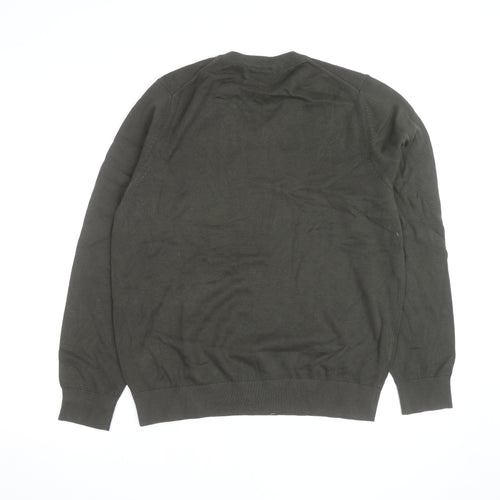 Marks and Spencer Men’s Green Cotton V-Neck Jumper L Regular