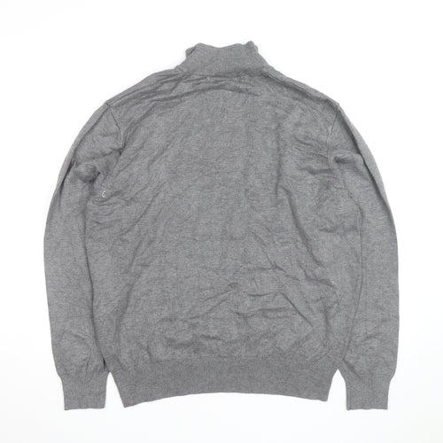 Sergio Louis Mens Grey L Half Zip Cable Knit Jumper Regular Fit