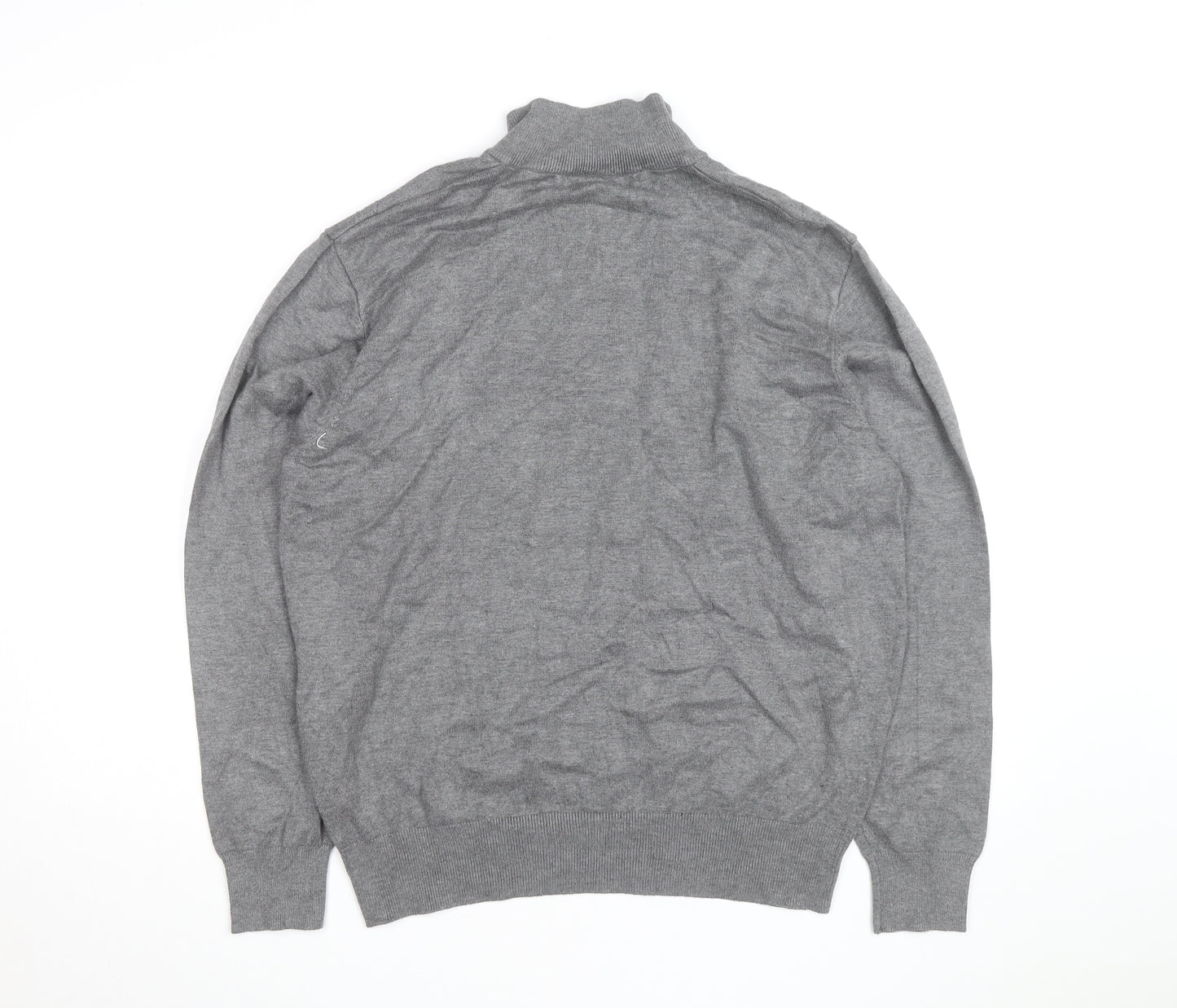 Sergio Louis Mens Grey L Half Zip Cable Knit Jumper Regular Fit