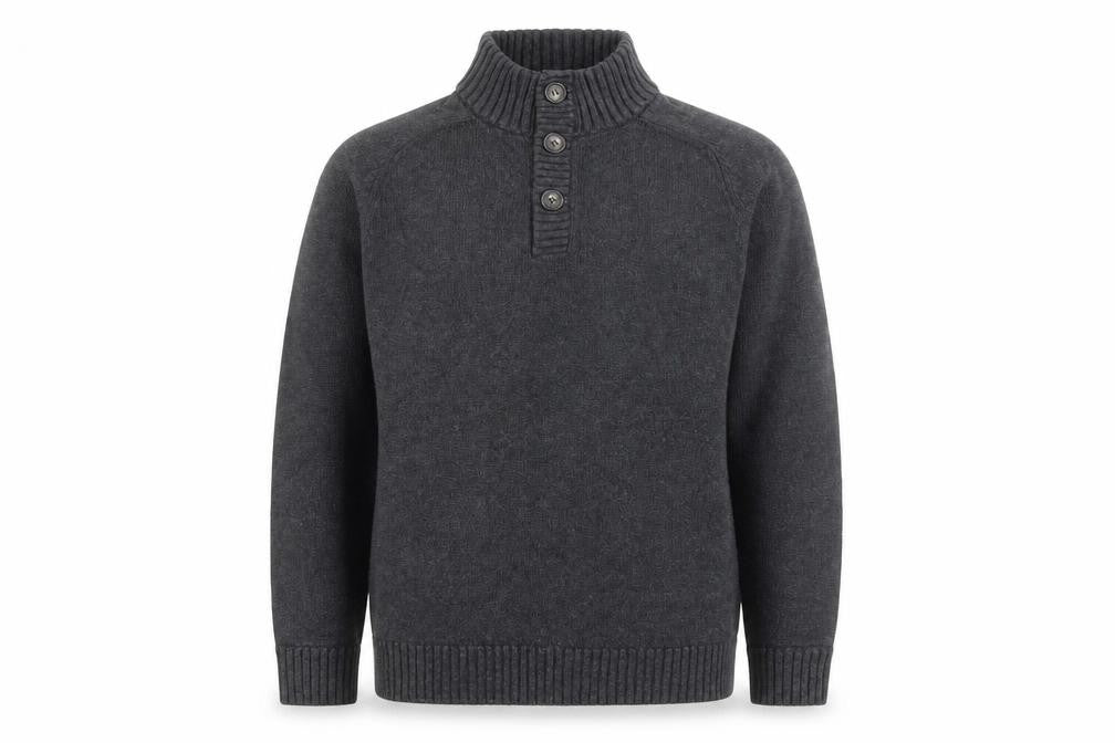 J.Crew Men's Charcoal Henley Jumper Cotton Knit Size L