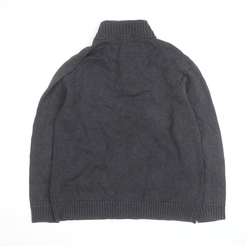J.Crew Men's Charcoal Henley Jumper Cotton Knit Size L
