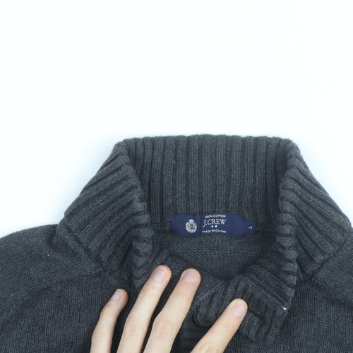 J.Crew Men's Charcoal Henley Jumper Cotton Knit Size L