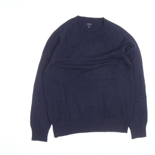 J.Crew Men's Blue Merino Wool Crew Neck Pullover Jumper L