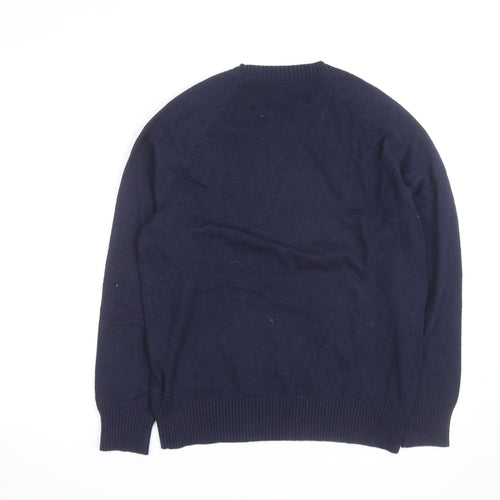 J.Crew Men's Blue Merino Wool Crew Neck Pullover Jumper L