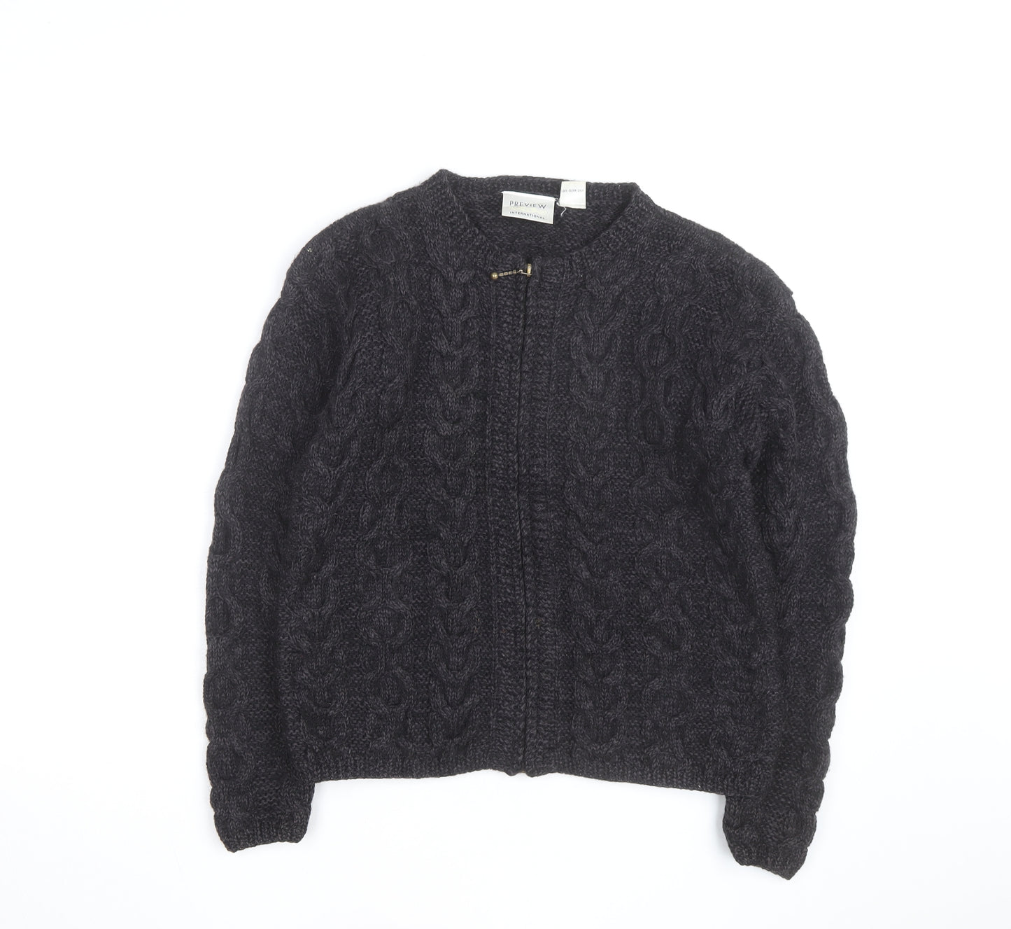 Preview International Men's Grey Wool Cable Cardigan M
