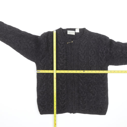 Preview International Men's Grey Wool Cable Cardigan M