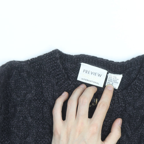 Preview International Men's Grey Wool Cable Cardigan M