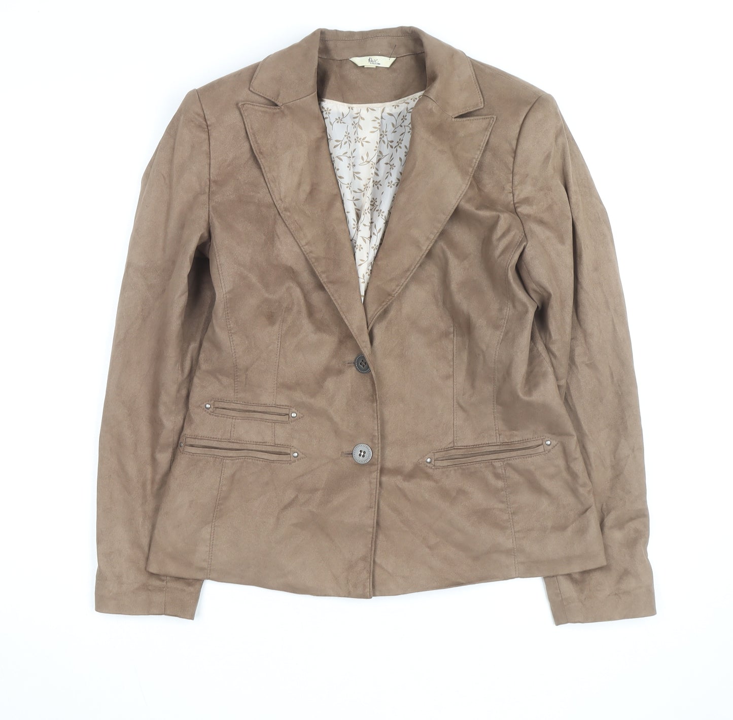 Klass Collection Women Brown Faux Suede Blazer Size 12 Lined Jacket