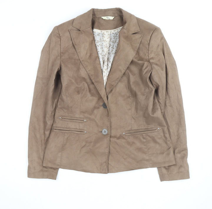 Klass Collection Women Brown Faux Suede Blazer Size 12 Lined Jacket