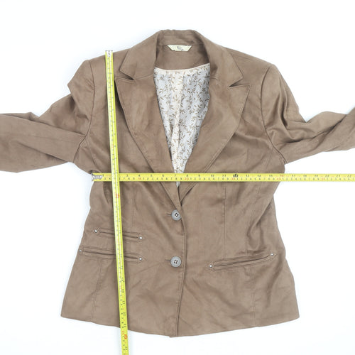 Klass Collection Women Brown Faux Suede Blazer Size 12 Lined Jacket